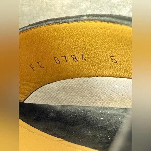 Salvatore Ferragamo suede mink platform sandals color-blocked blue black SIZE 5 - Picture 13 of 14